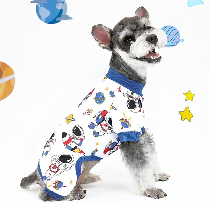 XPUDAC 4 Pieces Dog Pajamas Soft Puppy Pjs Stretchable Boy Doggie Clothes for Small Medium Dogs Cat Pet Outfits, L
