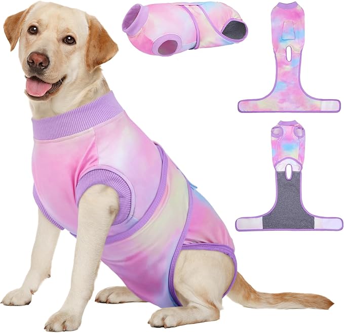 Kuoser Recovery Suit for Dogs, Adjustable Female Spay Dog Surgery Suit, Pet Surgical Shirt Male Neuter Anti Licking Abdominal Wounds Puppy Onesie Bodysuit, Alternative to Doggie Cone After Surgery