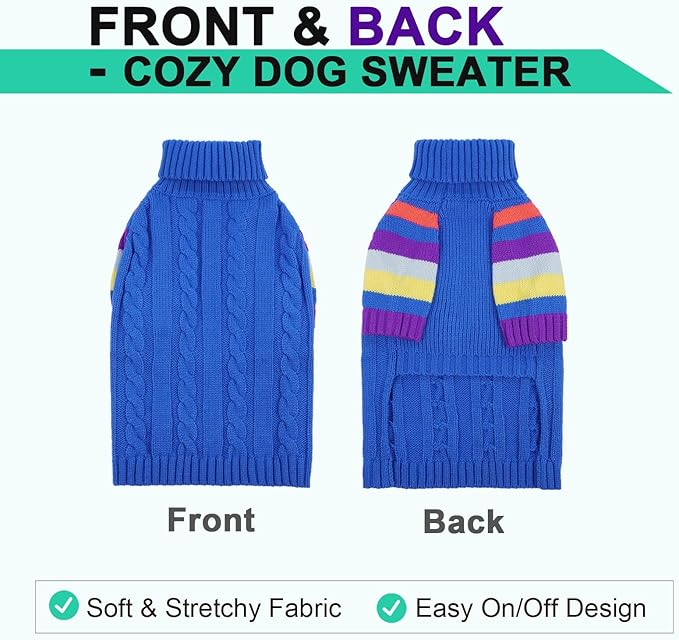 Dog Sweaters Turtleneck, Large Dog Sweater Thick Warm, Stretchy Winter Sweaters for Large Size Dogs, Warm Thick Christmas Dogs Sweater, St Bernard, Great Dane (Blue XXXXXL)