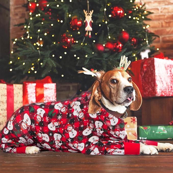 Dog Recovery Suit After Surgery Female Male, Medium Large Dog Neuter Shirt Cone Alternatives Prevent Licking Surgical Onesies (Xmas Snowman, XL)