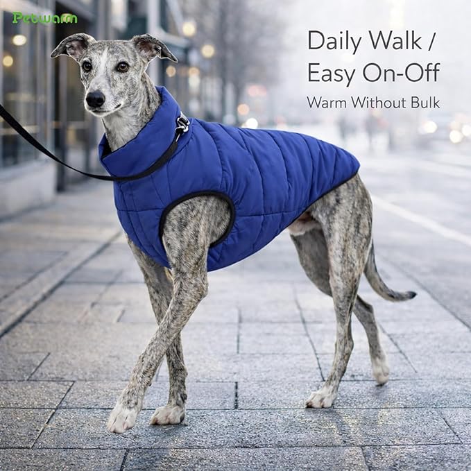 PetWarm Reversible Dog Cold Weather Coats, Waterproof Dog Puffer Vest, Vest for Dogs with Hook-and-Loop Strap, Windproof Outdoor Coat for Winter Walks and Snowy Days, Blue, L