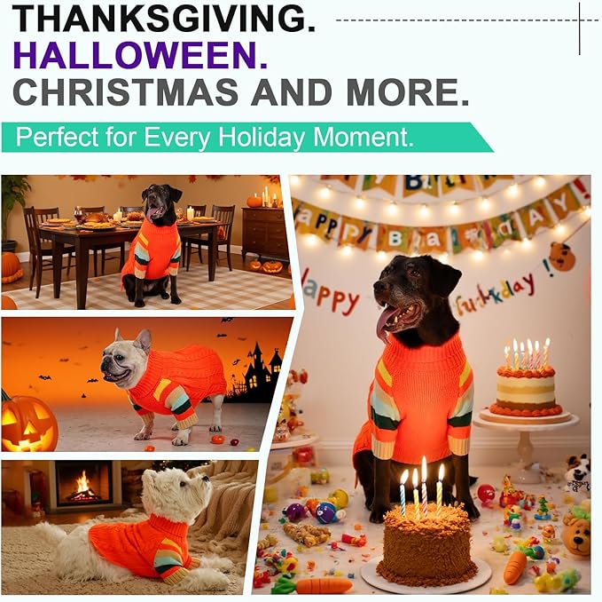 Dog Sweater Warm, Comfy Thick Sweaters for Large Size Dogs Girls Boys, Dog Christmas Sweaters Winter, Turtleneck Knit Sweater for Extra Large Dogs Boxer, Great Dane (Orange XXXXL)