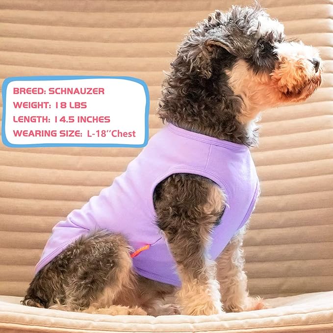 KYEESE 2Pack Dog Shirt, Soft Striped Dogs T Shirts, Lightweight Doggie Tank Top Cat Clothes, Sleeveless Dog Shirt for Small Dogs, Stretchy Pet Vest, Purple+Blue Striped, Medium