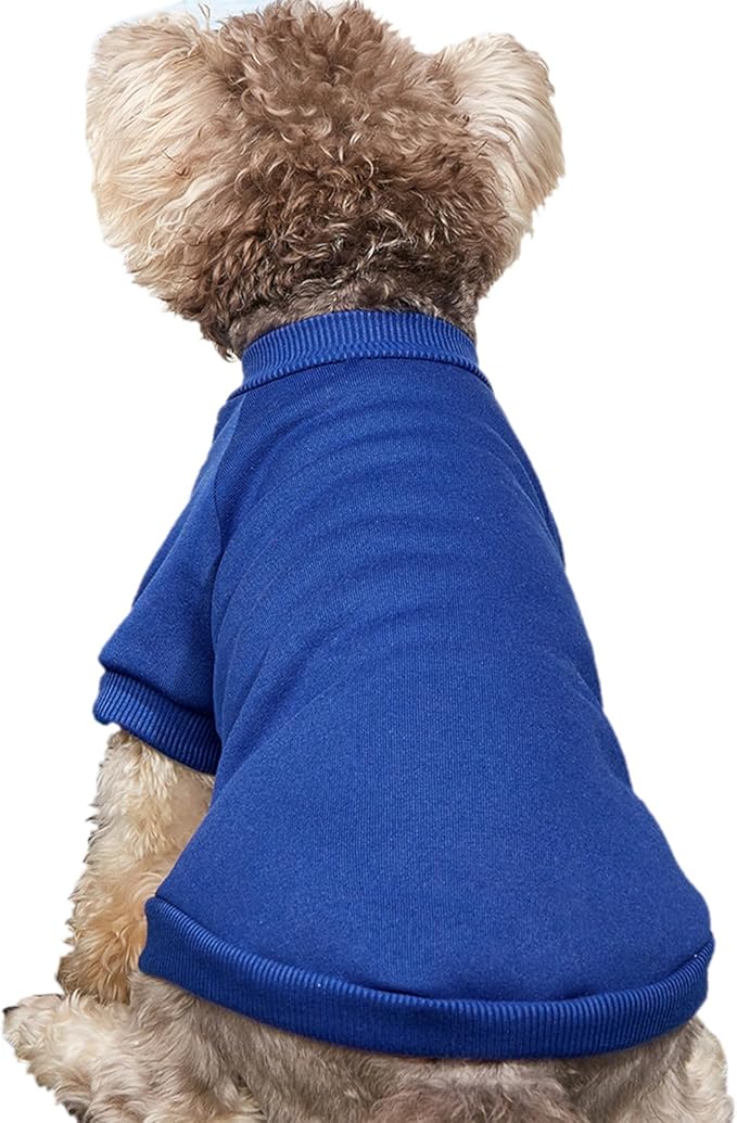 Puppy Sweater for Small Dogs Clothes Warm Winter Cat Clothe Pet Sweatshirt Knitwear Doggie Kitten Clothing, Blue, Large