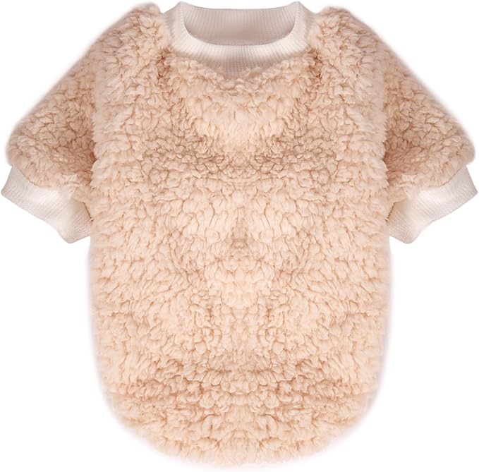 Dog Sweaters Clothes Coat for Small Dogs Boy or Girl Cat Puppy Coat Sweatshirts Soft Warm Fluffy Winter Jacket Apparels (Cream,Iceblue,Yellow, X-Small)