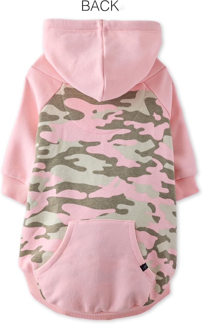 Rocky II - The Extra Comfy Hoodie, Organic Cotton and Recycled Poly Dog Hoodie Pet Coat Sweater for Small, Medium, Large Dogs, Pink Half Camo, X-Large