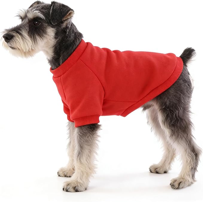 2 Pack Dog Hoodie for Small Dogs, Dog Sweatshirt Soft Warm Pullover Dog Clothes with Ribbed Cuffs for Schnauzer/Poodle/Chihuahua (Red+Pink, XX-Large)