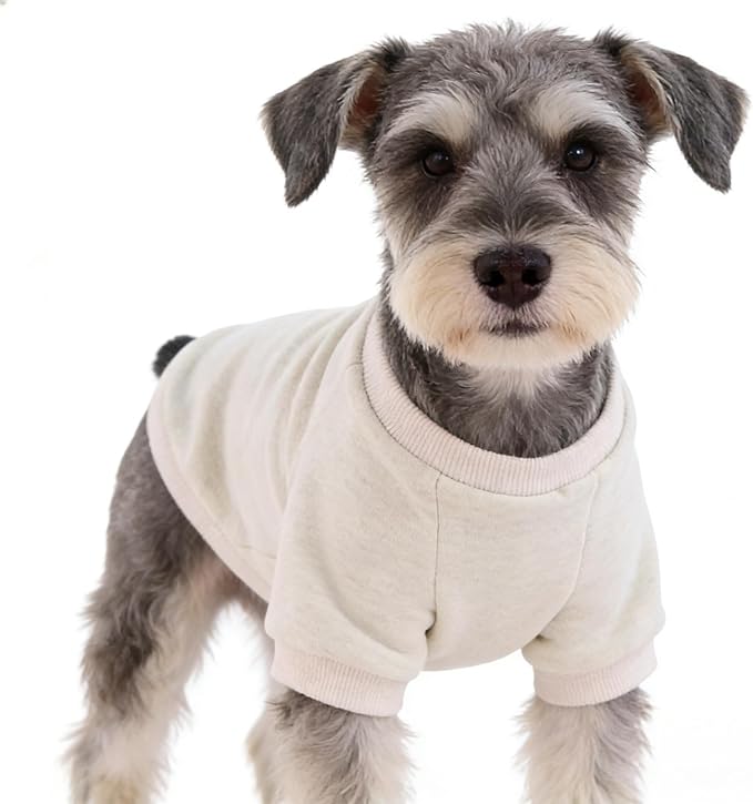 2 Pack Dog Hoodie for Small Dogs, Dog Sweatshirt Soft Warm Pullover Dog Clothes with Ribbed Cuffs for Schnauzer/Poodle/Chihuahua (Brown+White, X-Large)