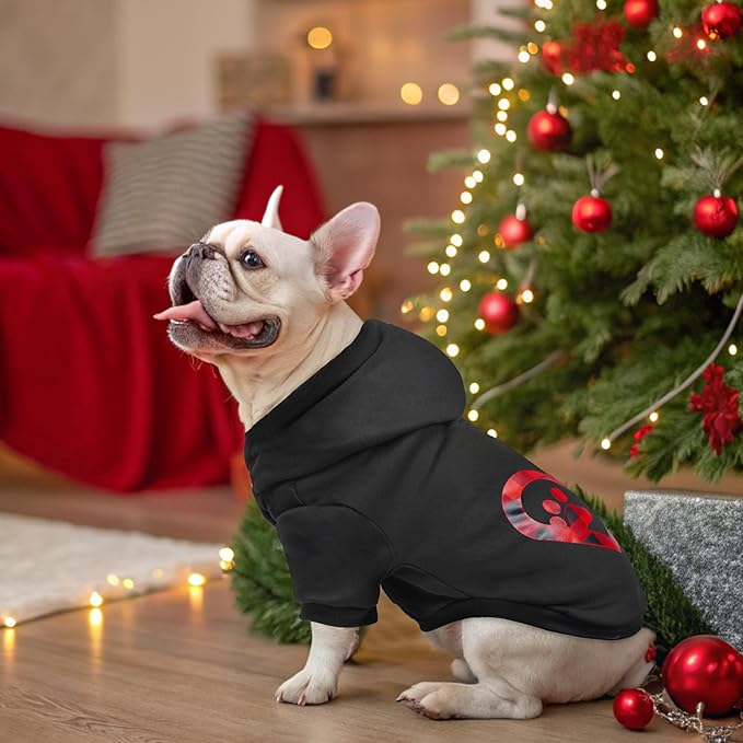 SCENEREAL Dog Hoodie with Leash Hole, Warm & Soft Fleece Dog Sweater & Sweatshirt for Small Medium Large Dogs, Pets Clothes Cold Weather Costume, Heart Print M