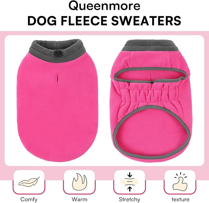 Queenmore Dog Sweater,Soft Fleece Vest Pullover Dogs Jacket with Elastic Stretchable,Warm Winter Dog Coats Cold Weather Doggy Dachshund Sweaters for Small Dogs Cats Boy or Girl (Pink, 2XL)