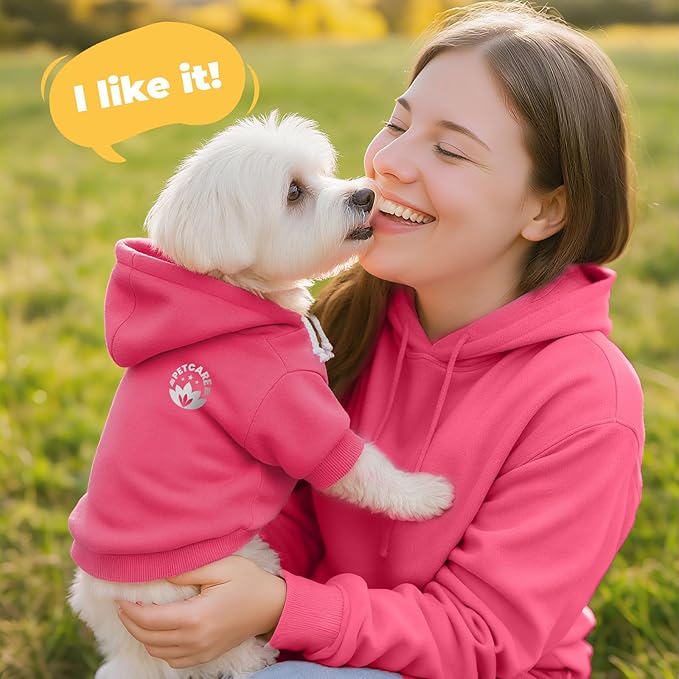 PETCARE Dog Hoodie Sweaters for Small Medium Dogs Cats Cute Soft Warm Fleece Puppy Sweaters Dog Clothes Hoodies Sweatshirt Reflective Fall Winter Chihuahua Yorkie French Bulldog Outfits, Hot Pink