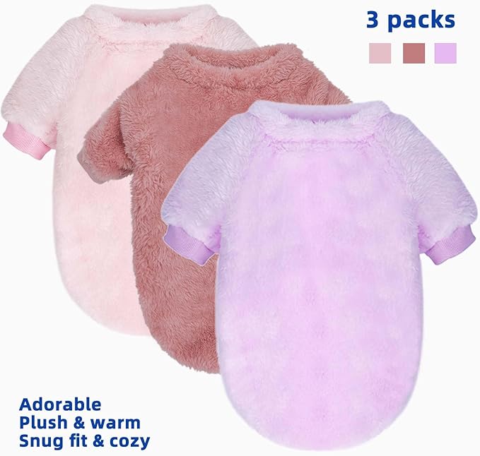 Dog Sweaters Clothes Coat for Small Dogs Boy or Girl Cat Puppy Coat Sweatshirts Soft Warm Fluffy Winter Jacket Apparels (Old Rose,Pale Pink,Pale Lavender, Small)