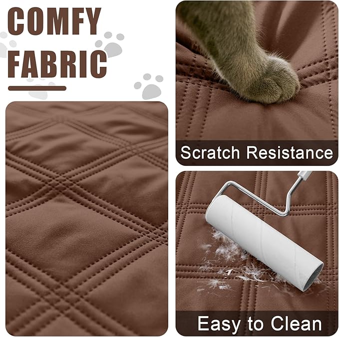 Smiry Waterproof Dog Bed Cover Blanket 30x70, Soft Reversible Pet Blanket, Washable Leakproof Cats Dogs Couch Cover for Sofa, Couch, Furniture, Lattice, Brown/Beige