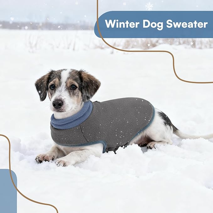 Queenmore Dog Sweater,Soft Fleece Vest Pullover Dogs Jacket with Elastic Stretchable,Warm Winter Dog Coats Cold Weather Doggy Dachshund Sweaters for Small Dogs Cats Boy or Girl (Grey, M)