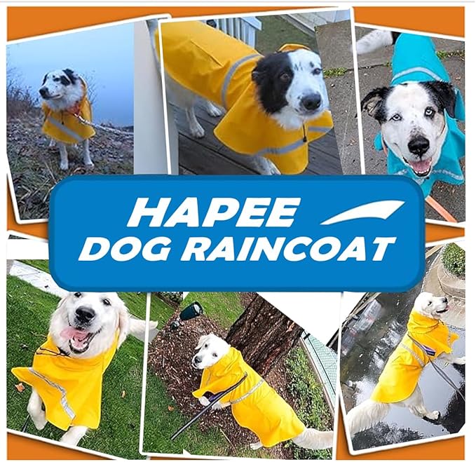 HAPEE Dog Raincoats with Reflective Strip Hoodie,Poncho Jacket for Large Dogs fit Golden Retriever Doodle (A1-Yellow, 20B (30-55 lbs))