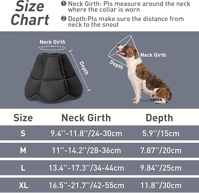 AuraPaw Soft Dog Cone for Small Dogs & Cats,Breathble Adjustable Dogs Recovery Collar After Surgery,Protective Elizabethan Cones,E Collar Alternative to Stop Licking,Comfortable Dog Cones,Black,S
