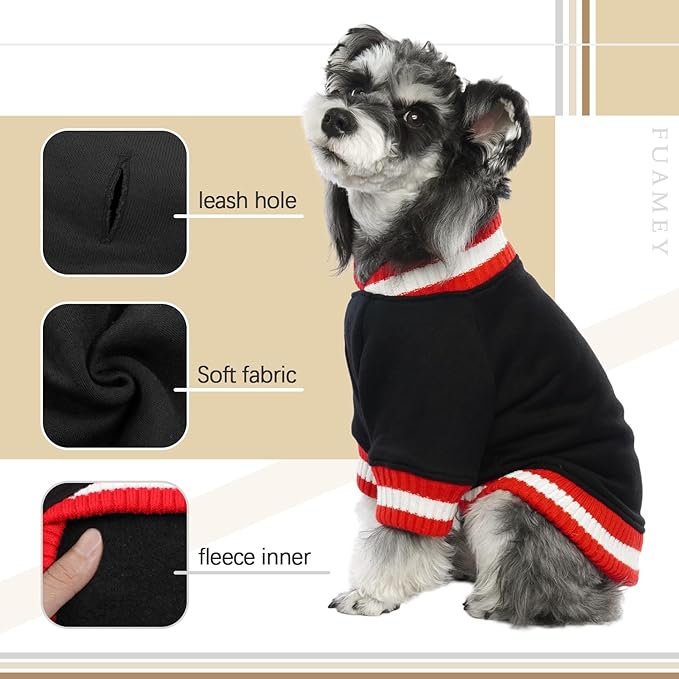 FUAMEY Dog Pullover Sweatshirt，Dog Winter Sweaters Warm Dog Clothes Dog Vest Thick Puppy Pullover Soft Pet Fleece Sweater Cute Doggie Boy Girl Outfit for Small Medium Dogs Black XS