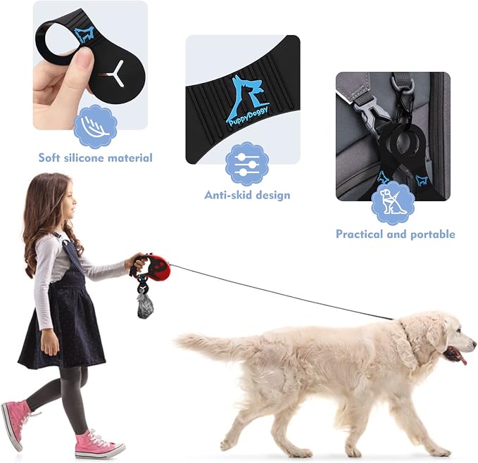 Dog Poop Bag Holder for Leash Waste Bag Carrier Dog Poop Bag Dispenser for Walking Running Bicycle Accessory 2 pieces (Blue)