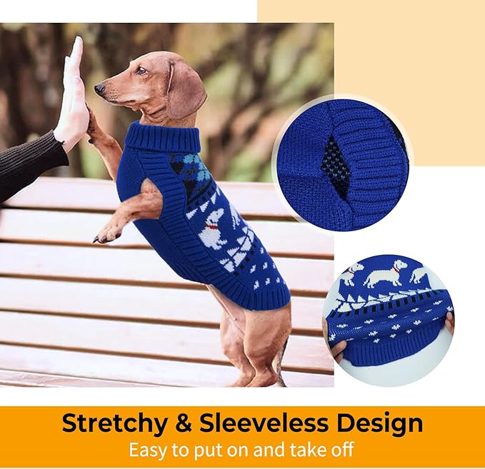 Lelepet Dachshund Sweater, Turtleneck Dog Sweaters for Small Dogs, Warm Pullover Knitted Pet Coat, Cold Weather Dachshund Clothes, Fall/Winter Cozy Outfit (XS-XL)