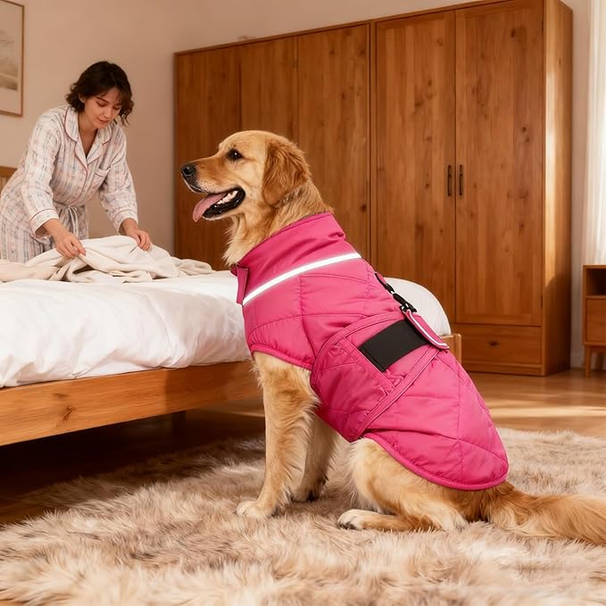 Weighted Dog Vest, Tactical Weight Coat with Beads for Dogs Anxiety- Relieve Stress, Build Muscle & Optimize Health, Premium Heavy Duty Dog Training Jacket for Exercise and Strength (Red, M)