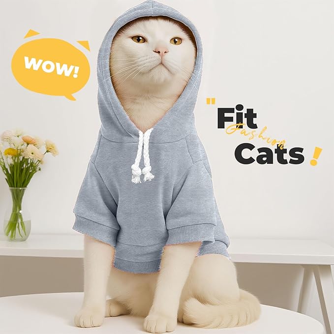 PETCARE Dog Hoodie Sweaters for Small Medium Dogs Cats Cute Soft Warm Fleece Puppy Sweaters Dog Clothes Hoodies Sweatshirt Reflective Fall Winter Chihuahua Yorkie French Bulldog Outfits, Grey