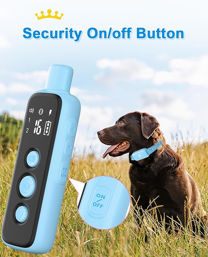Bousnic Shock Collar for Dogs - Waterproof Rechargeable Dog Electric Training Collar with Remote for Small Medium Large Dogs with Beep, Vibration, Safe Shock Modes (8-120 Lbs) (Blue)