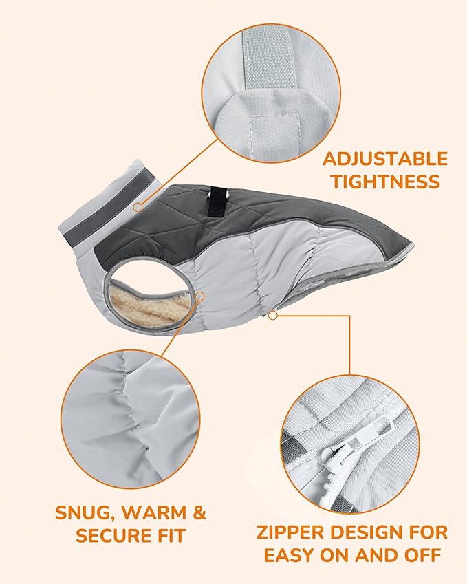 Dog Coat for Small Dogs, Adjustable Dog Jackets for Cold Weather, Reflective Winter Coat with Built-in Harness, Snowsuit Fits Dogs 7-14 lbs and Up, Size S Black