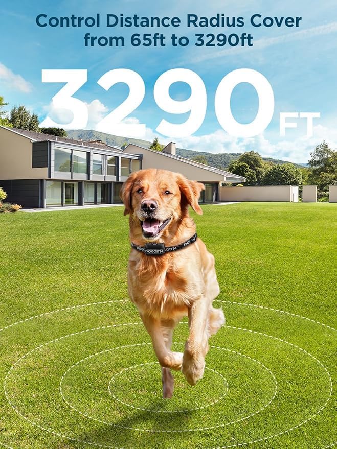 Wireless Dog Fence, GPS Wireless Dog Fence with 3 Warning Modes, Pet Containment System with AI Smart Signal, IPX7 Waterproof Electric Dog Fence for Outdoor