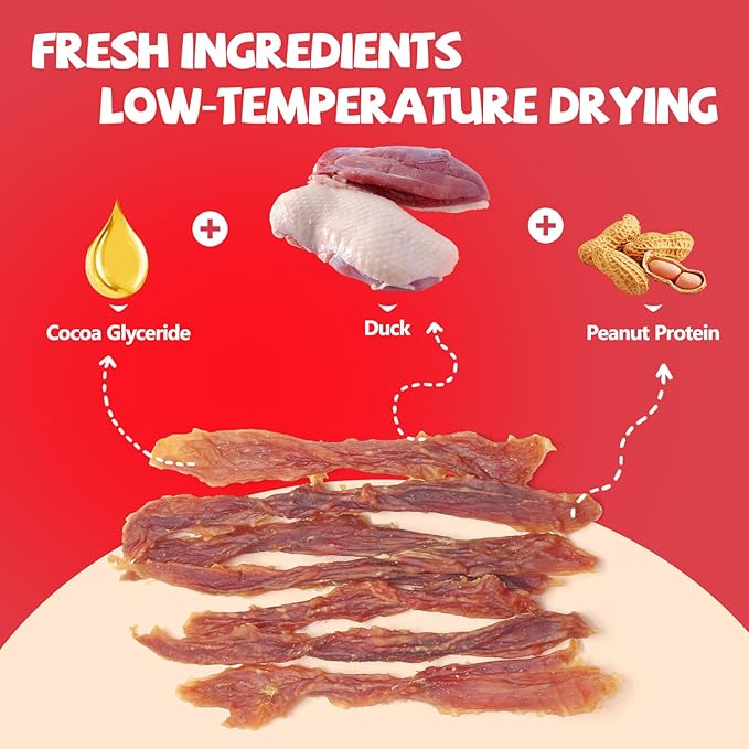 Dog Treats Duck Jerky Made of Real Duck Breast Meat, Rich in Taurine High Protein Low in Fat. Suitable Small Or Medium,Large Dogs Training Rewards. Each Pack 14.11 Ounces.