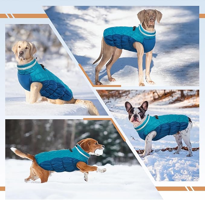 Dog Coats for Large Dogs,XL Dog Coat,Warm Fleece Winter Coat with D-Ring,Back Zipper Pet Jacket for Large Dogs,Waterproof Pet Snow Jacket Clothes Snowsuit Beagle Corgi Border Collie,XL