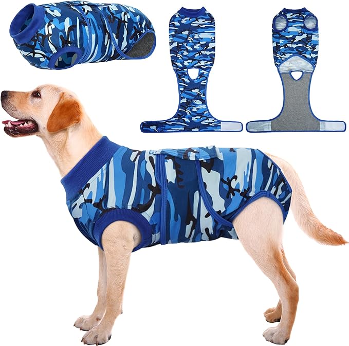 Kuoser Recovery Suit for Dogs Cats After Surgery, Professional Pet Recovery Shirt Dog Abdominal Wounds Bandages, Substitute E-Collar & Cone,Prevent Licking Dog Onesies Pet Surgery Recovery Suit