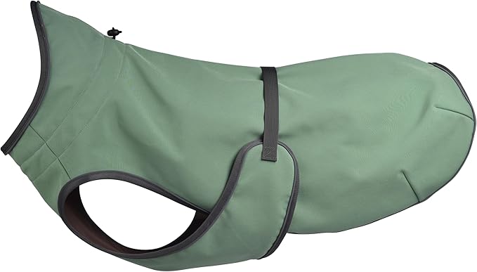 Water-Repellent Dog Winter Vest, Fleece Lined Warm Jacket for Hiking & Running, Adjustable Athletic Fit with Anti-Slip Leg Straps for Active Dogs (Green, Large)