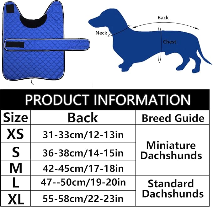 Dachshund Coat Dog Coats for Dachshunds Dachshund Winter Jacket with Padded Fleece Outdoor Dog Clothes with Adjustable Bands - Navy - S
