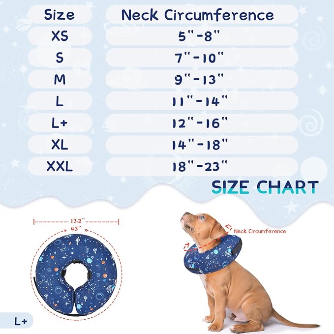 Supet Inflatable Dog Cone Collar Alternative After Surgery, Dog Neck Donut Collar Recovery E Collar, Soft Pet Cone for Small Medium Large Dogs