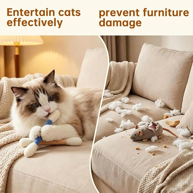 6Pcs Giant Cotton Swab Cat Toys with Organic Catnip| Durable Chew & Teething Sticks | Interactive Kitty Toys for Boredom Relief & Daily Exercise，Interactive Kitty Kick Sticks for Cat Lovers Gift