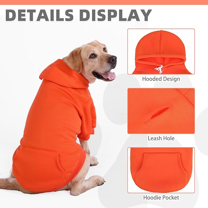 KOOLTAIL Fall Dog Hoodie - Soft & Warm Dog Thanksgiving Sweater with Leash Hole and Pocket, Pet Winter Coat, Cold Weather Clothes Sweatshirt for Small Medium Large Dogs Puppy Cat Boys Girls, Orange SM