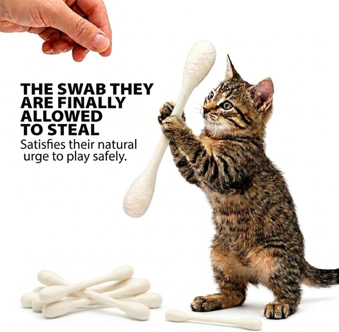 Glaciart One Swabs Cat Toys with Catnip - 12 Pk | Durable for Chew, Cute Cat Toys Interactive Kitty for Boredom, Exercise, & Play | Filled w/Organic Catnip for Anxiety & as Digestive Aid | Gift Idea