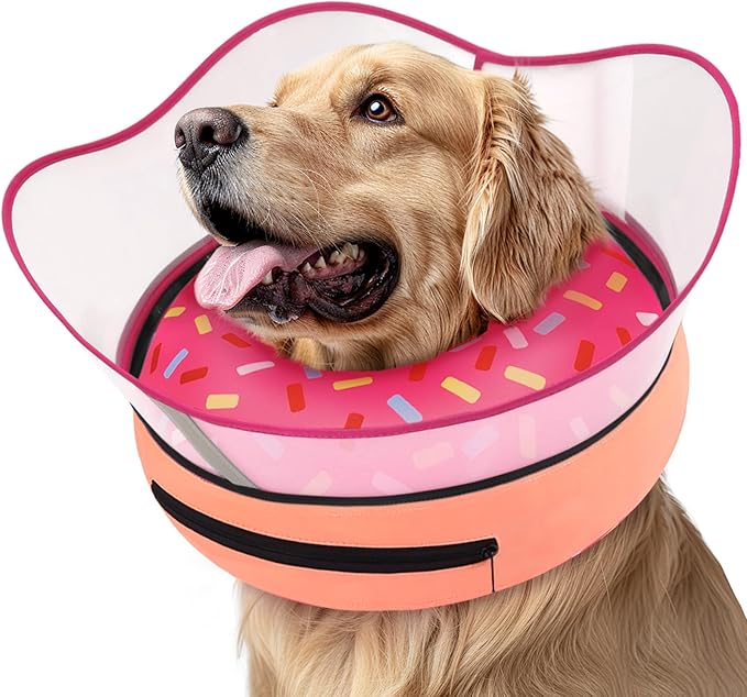 Supet Raised Inflatable Dog Cone Collar to Stop Licking, Soft Dog Cone Alternative After Surgery, Doggie Neck Donut Collar for Small Medium Large Dogs