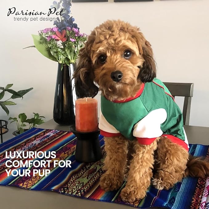 Parisian Pet Dog Jersey - Embroidered “ Mexico “ Breathable Mesh Fabric - Football, and Olympic Sportswear Mexico Dog Clothes - Lightweight for Large Dogs - 5XL