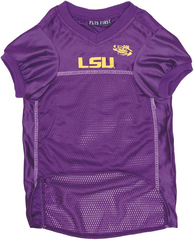 Pets First NCAA College LSU Tigers Mesh Jersey for DOGS & CATS, Small.Licensed Dog Jersey with your Favorite Football/Basketball College Team