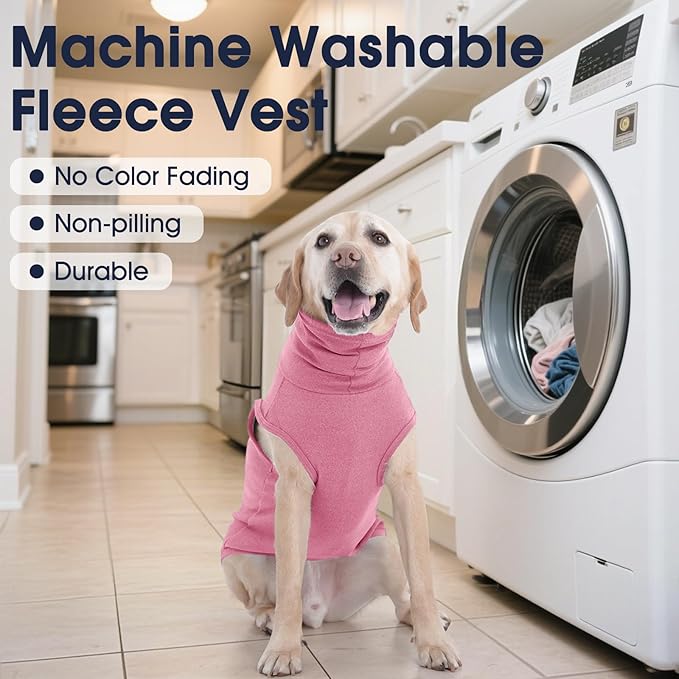 IECOii XL Dog Sweater - Stretch Fleece Vest with Turtleneck - Pink,X-Large, Warm Pullover Dog Fleece Coat for Large Dogs - Christmas Pet Sweatshirt for Boys & Girls, Machine Washable