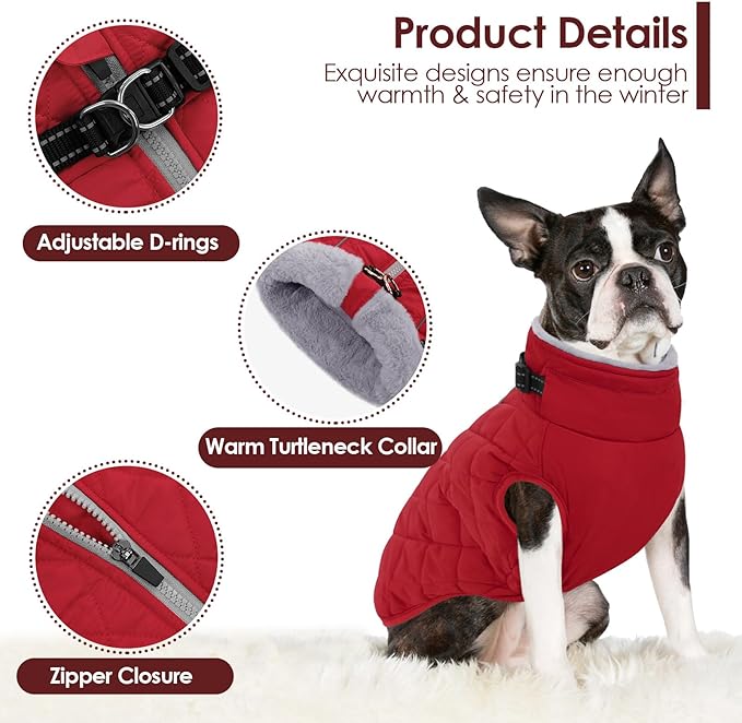 AOFITEE Winter Jacket for Extra Large Dogs, Warm Turtleneck Dog Coat with Back Zipper, Waterproof Dog Puffer Coat for Large Dogs, Pet Snowsuit Warm Snowsuit for German Shepherd, Weimar, Doberman