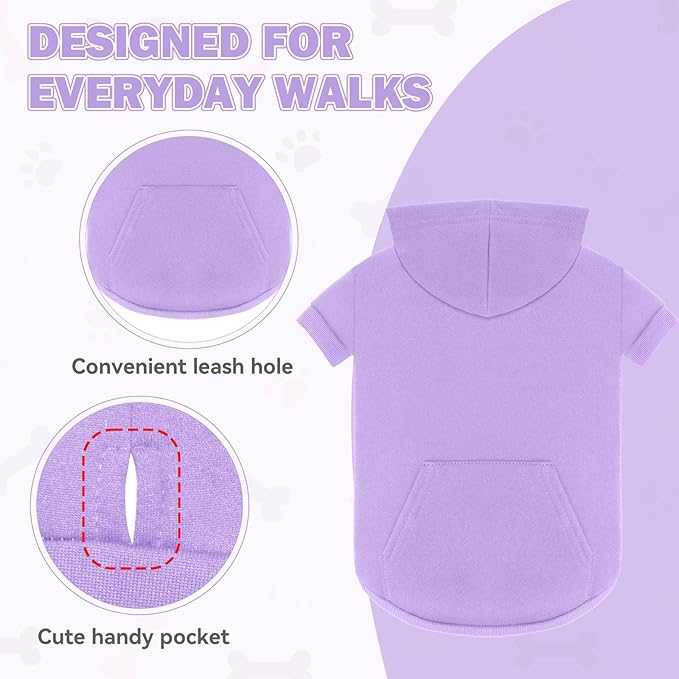 4XL Dog Sweaters for Large Dogs,Dog Hoodie,Cozy Fleece Interior Sweatshirt with Hood & Pocket,Leash Hole,Pet Clothes Sweater Hoodie for Large Dogs,Light Purple&4XL