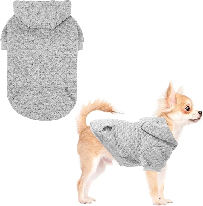 KOOLTAIL Dog Hoodie for Small Medium Large Dogs, Ultra-Warm & Soft Winter Fall Fleece Dog Hooded Sweatshirt Clothes Sweater, Lightweight Pullover Coat for Boy Girl Bulldog Pitbull Puppy Cats,Gray S