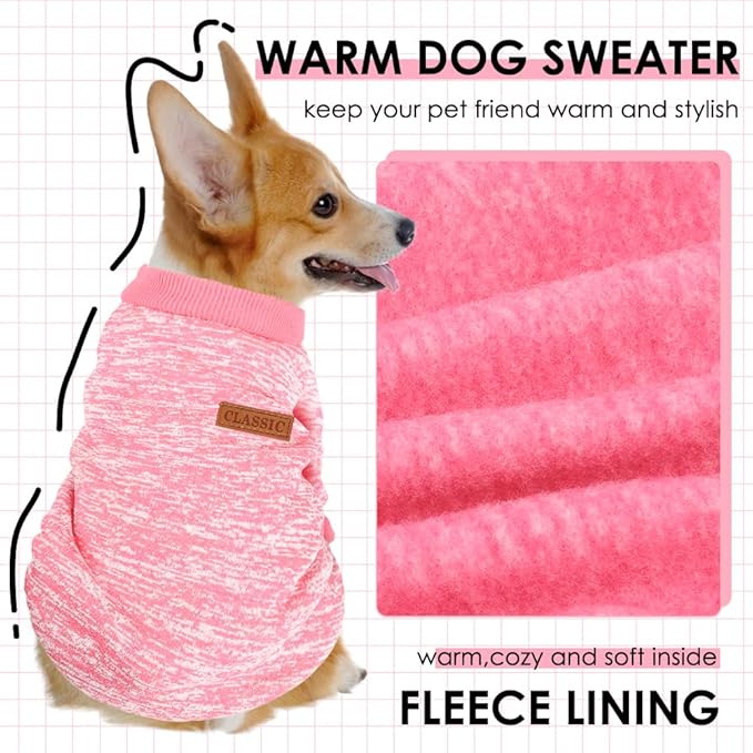 2 Pack Dog Sweaters for Small Dogs Girl Boy Winter Fleece Clothes Warm Soft Dog Sweatshirt Outfit for Dogs Cats Pet Apparel