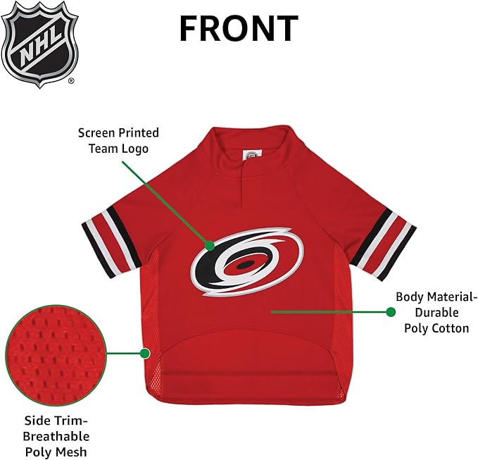 Pets First NHL Carolina Hurricanes Jersey for Dogs & Cats, Small. - Let Your Pet Be A Real NHL Fan!
