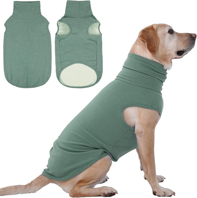IECOii XXL Dog Sweater - Stretch Fleece Vest with Turtleneck,Green,XX-Large, Warm Christmas Winter Pullover for Large Dogs Like Pitbulls, Turtleneck Dog Fleece Sweater Coat Cozy Pet Pajamas Sweatshirt