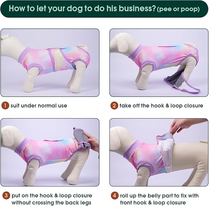 Kuoser Recovery Suit for Dogs, Adjustable Female Spay Dog Surgery Suit, Pet Surgical Shirt Male Neuter Anti Licking Abdominal Wounds Puppy Onesie Bodysuit, Alternative to Doggie Cone After Surgery