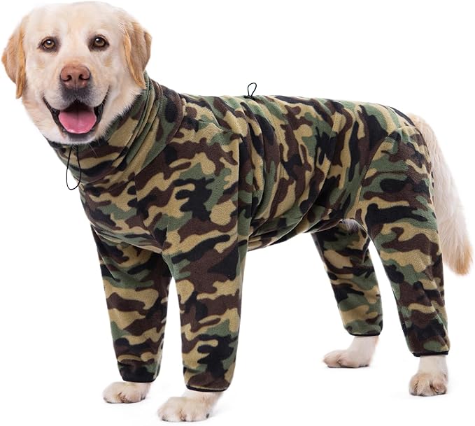 Dog Winter Coat for Large Medium Small Dogs, Warm Fleece High Collar Full Body Dog Jumpsuit Comfortable Onesie Apparel (Camouflag, 7X-Large)