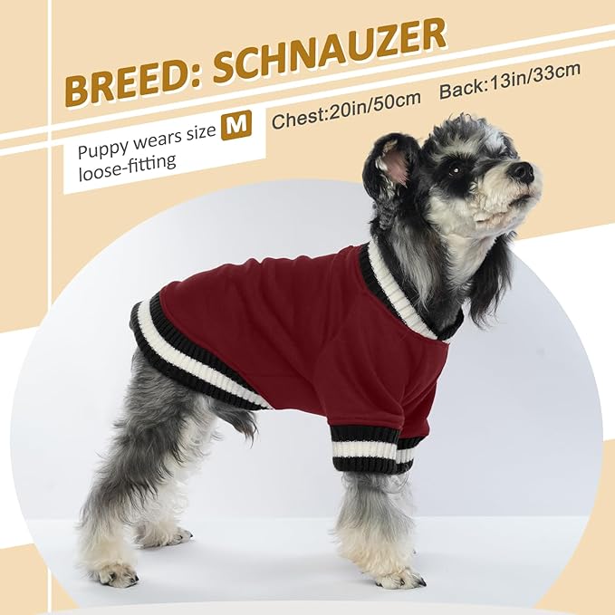 FUAMEY Dog Pullover Sweatshirt，Dog Winter Sweaters Warm Clothes Vest Thick Puppy Soft Pet Fleece Sweater Cute Doggie Boy Girl Outfit for Small Medium Dogs Wine-red XL, X-Large(chest:33in)